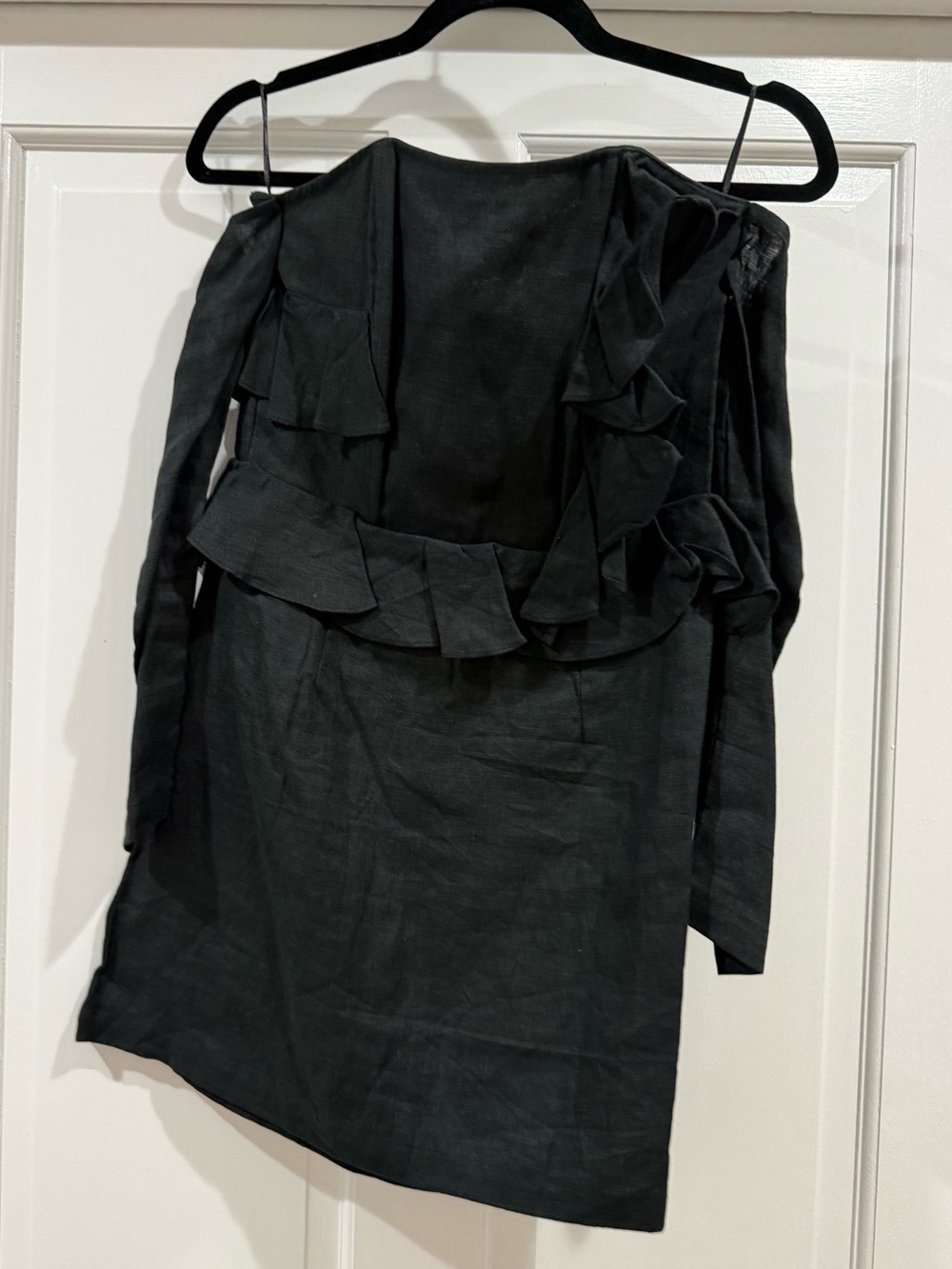 MLM Label - Lane Shoulder Ruffle Dress Elegant Black Linen S